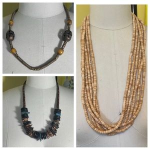 Bundle of 3 organic material vintage necklaces- bead collectors